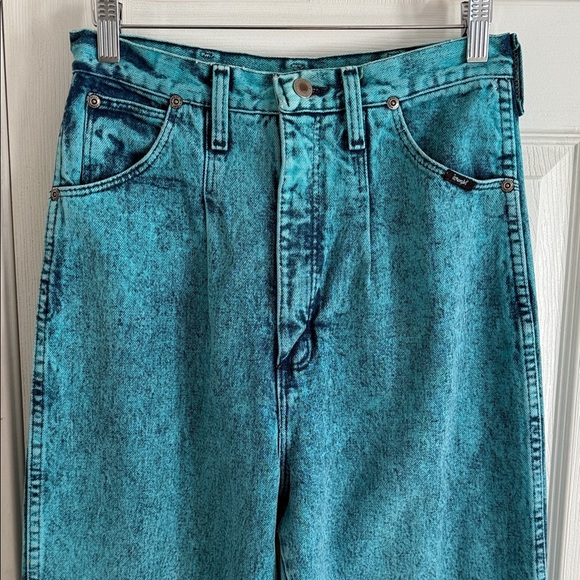 80’s Vintage Wrangler Acid Wash High Rise Jeans - Turquoise - Picture 2 of 7